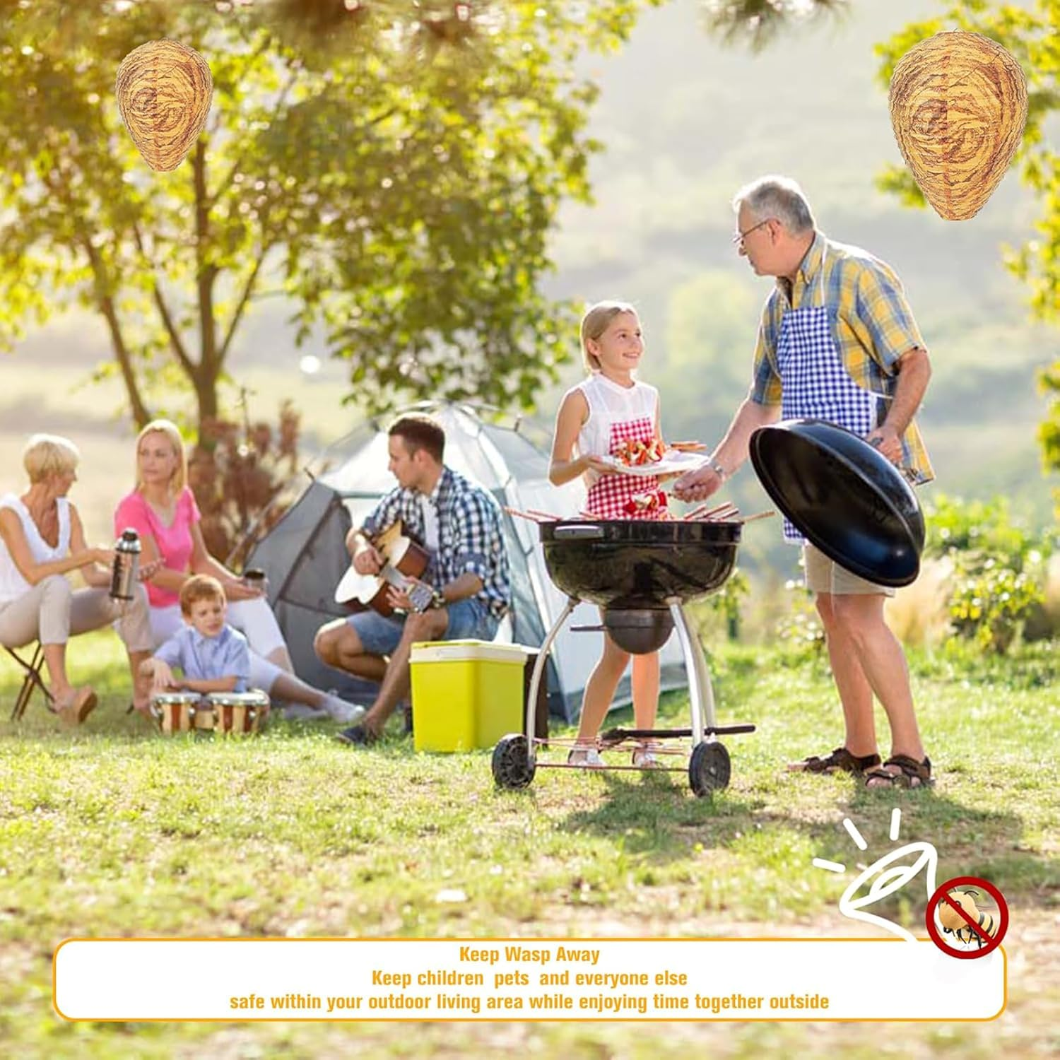 2 Pcs Wasp Nest Decoy,Outdoor Decoration Simulation Wasp Nest Decoration Pendant,Hanging Fake Wasp Nest Hornet Repellent Trap,Deterrence Wasps Stay Away from Wasps Decor for Home and Garden