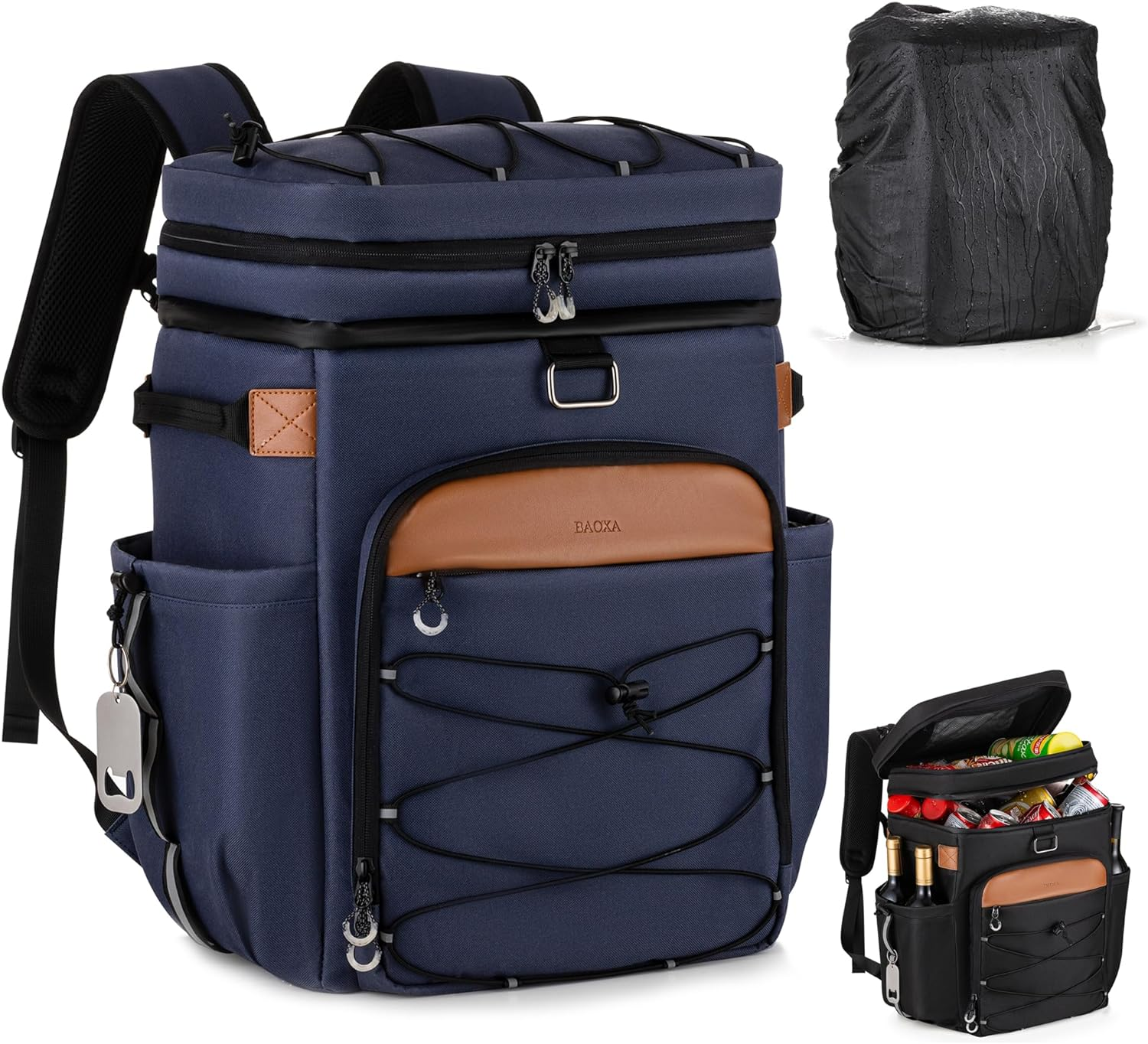 Cooler Backpack with Insulated Waterproof Cover(Extra), 42 Cans Backpack Coolers Insulated Leak Proof, Large Soft Cooler Bag, Portable Ice Chest Backpack for Camping Picnic Beach image number 6