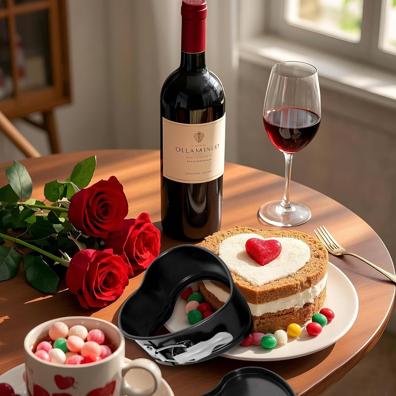 4 Inch Heart Cake Pan Heart Shaped Springform Pan Set of 2 Carbon Steel Cheesecake Pan Mini Cake Baking Mold Christmas Valentine'S Day Baking Accessories for Pressure Cooker Air Fryer image number 2