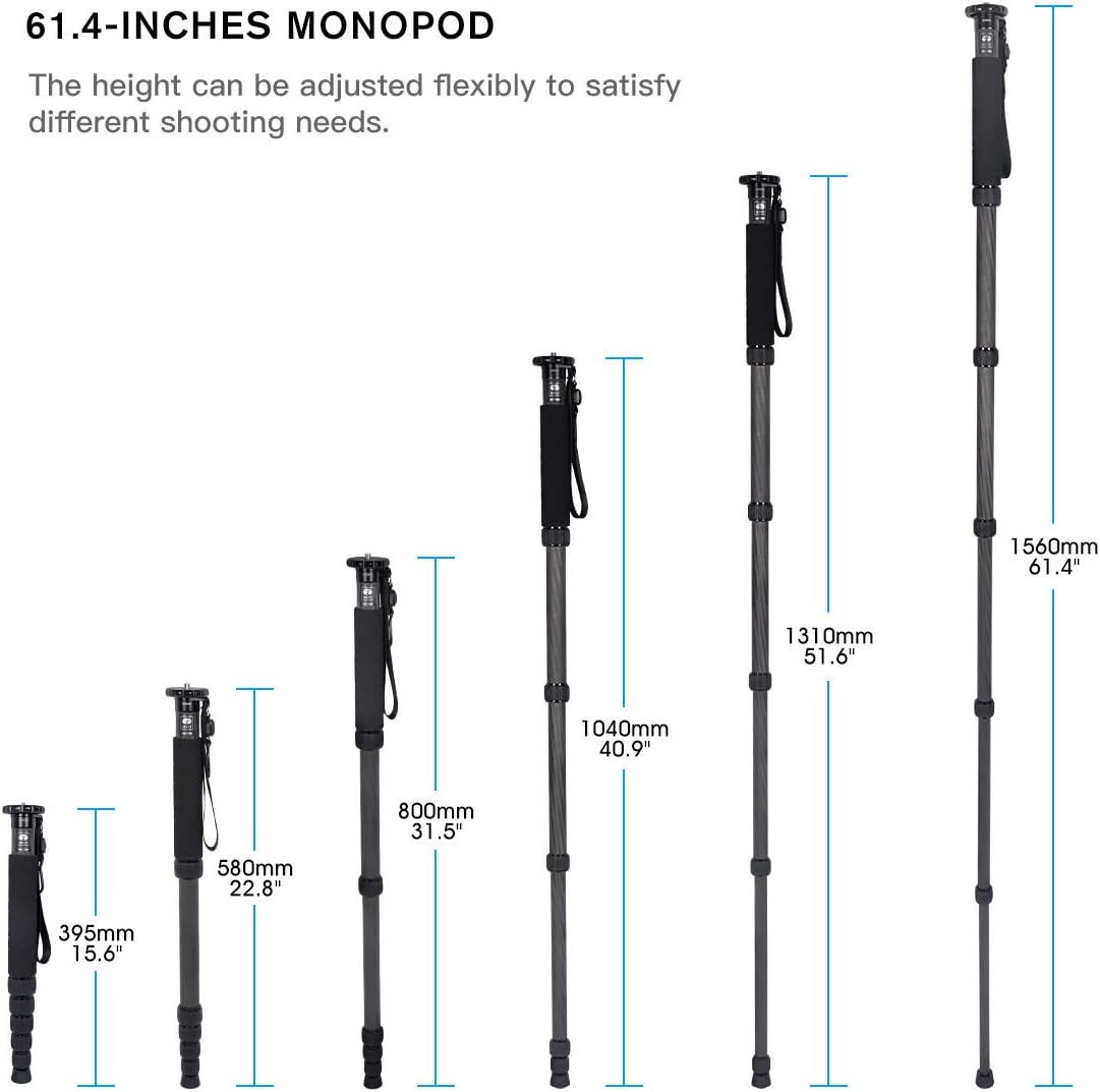SIRUI Camera Monopod AM-326M, 6 Section Carbon Fiber Portable Compact Lightweight Travel Monopod image number 1