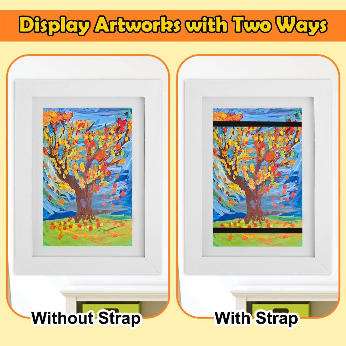 2 Pack Kids Artwork Picture Frame, Front Opening A4 Children Art Projects Display Frame, Hold up to 150 Artworks for Crafts Drawing (2*White) image number 6