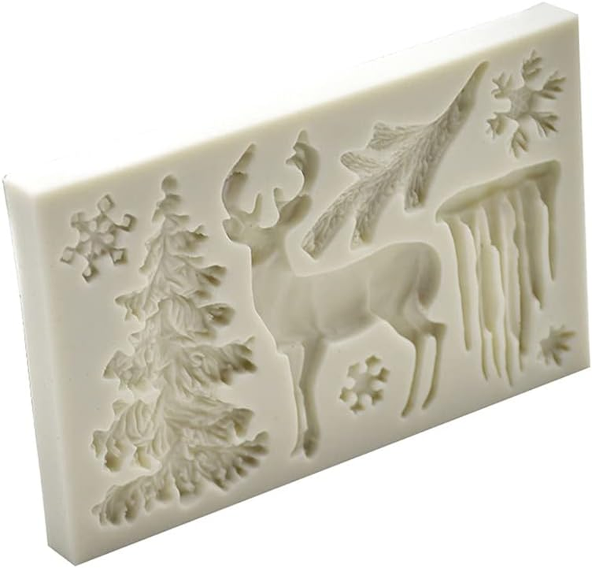2Pcs Christmas Tree Reindeer Shape Silicone Mold Fondant Cake Sugarcraft Decorating Tool Kitchen Bakeware Baking Mould Zhengpingpai image number 3