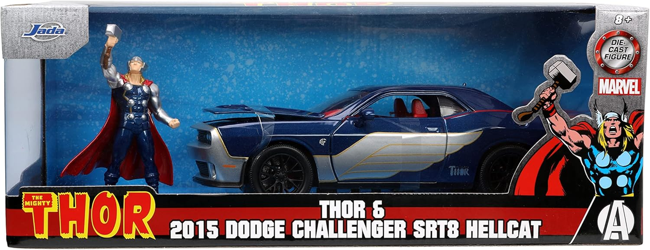 Jada Marvel 2015 Dodge SRT8 Hellcat 1:24 HR Vehicle Toy with Thor Figure image number 1