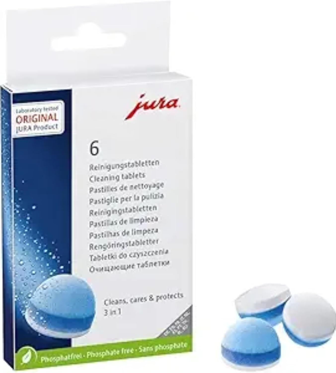 3-Phase Cleaning Tablets for All Jura Automatic Coffee Centers，6-Count