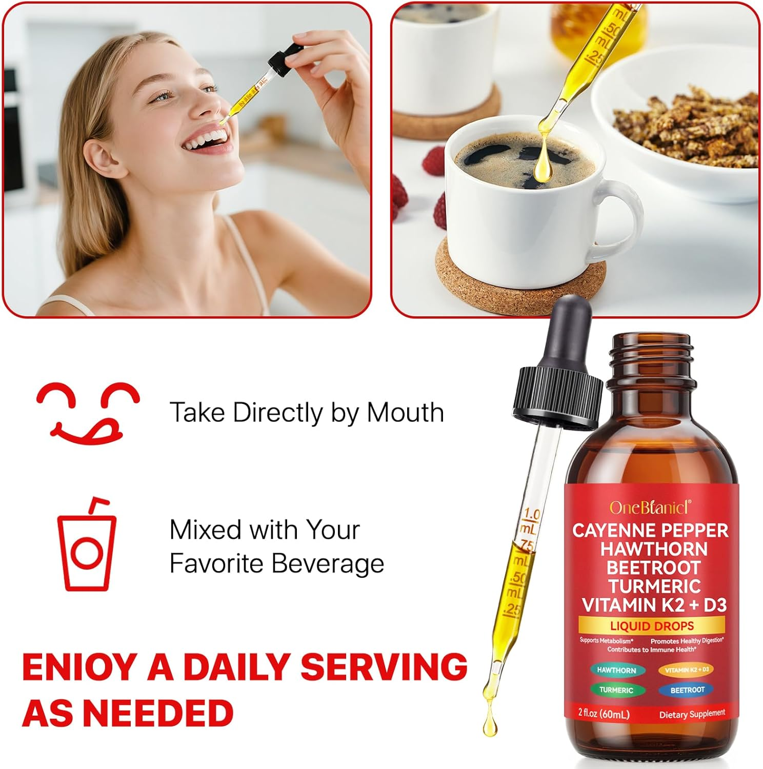 Cayenne Pepper Liquid Drops 60Ml | 9-In-1 Liquid Supplement | Plant-Based Blend image number 2