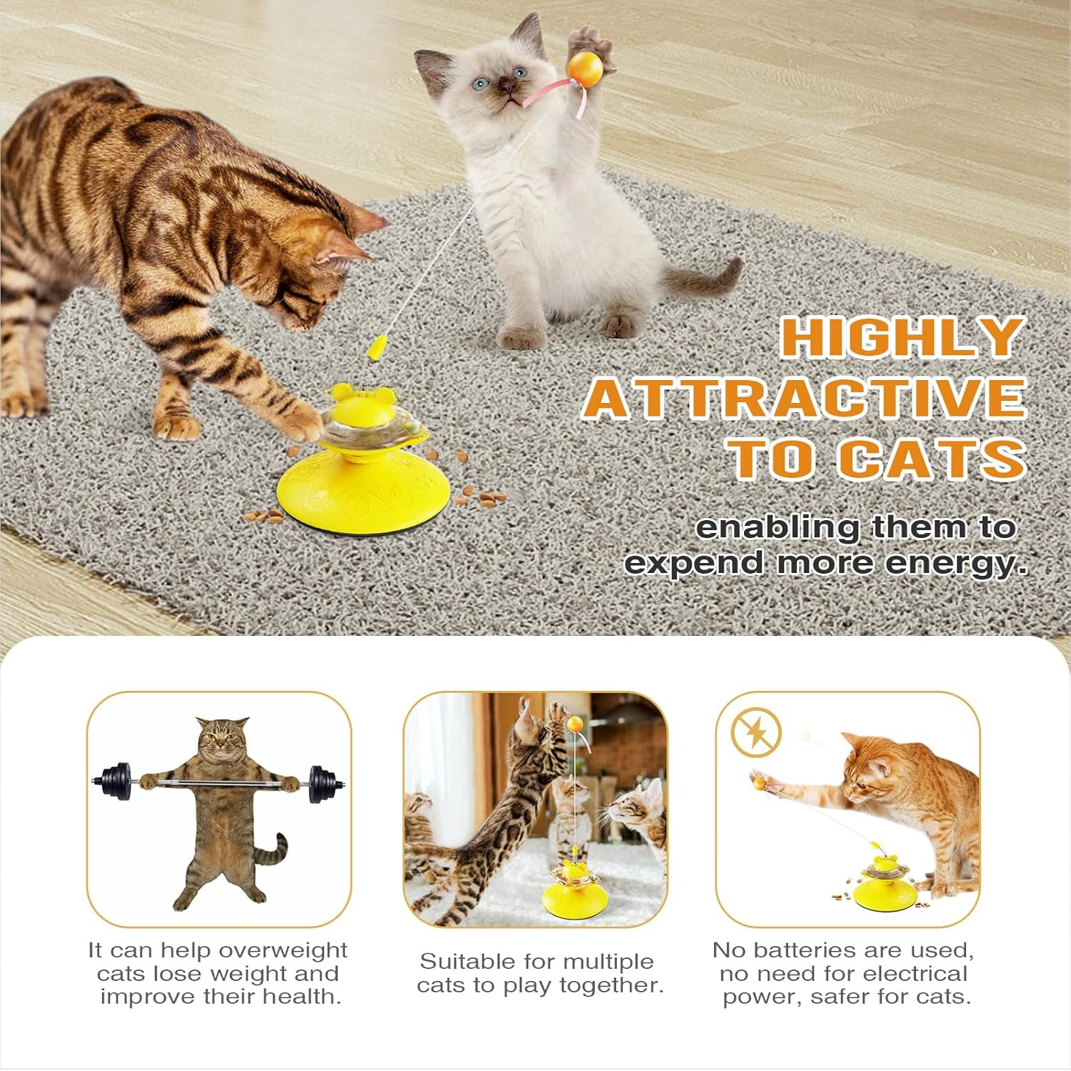 Interactive Cat Toys Rotating & Ball Exercise Kitten Toy Funny Cat Teaser Toys/439 image number 2