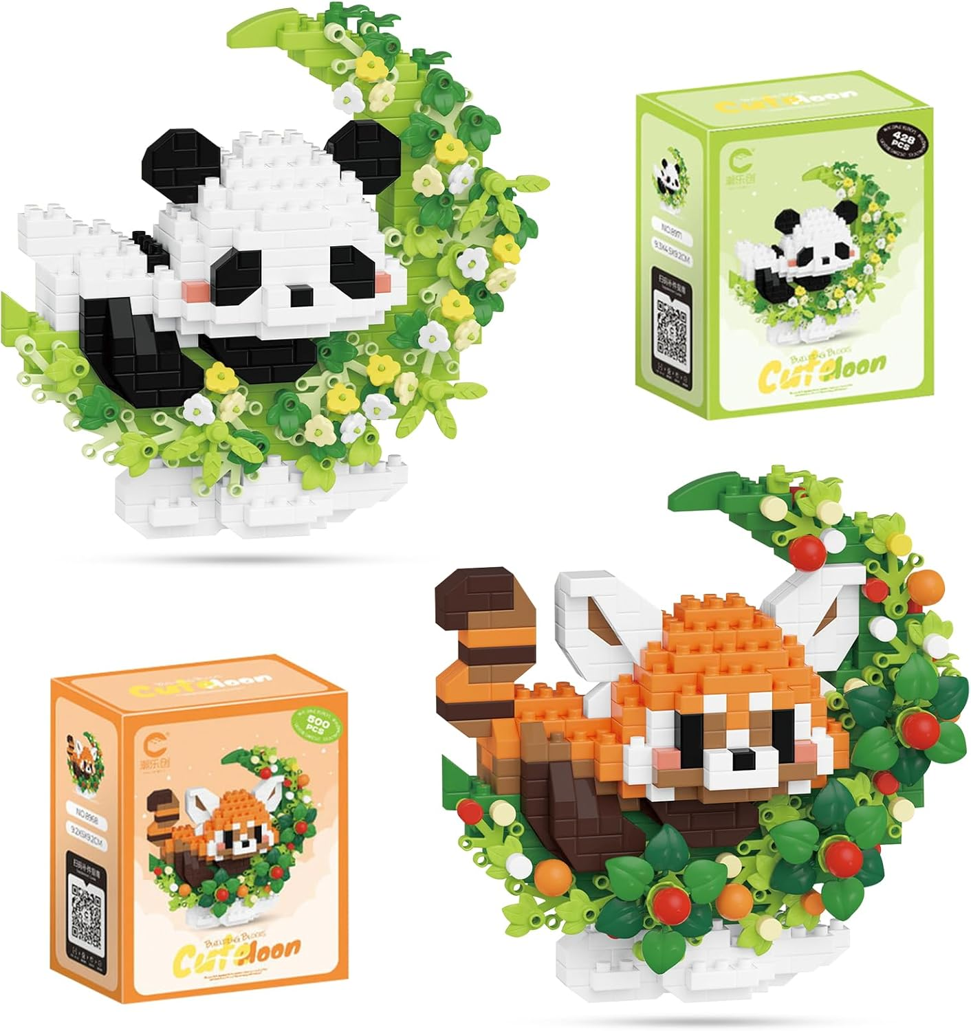 VEQENIFY Mini Panda Building Blocks, Panda Building Blocks, Animal Set, Mini Animals Building Blocks Set, Cute Animal Building Blocks, for Children from 6 Years, Adults, Birthday Gifts image number 1
