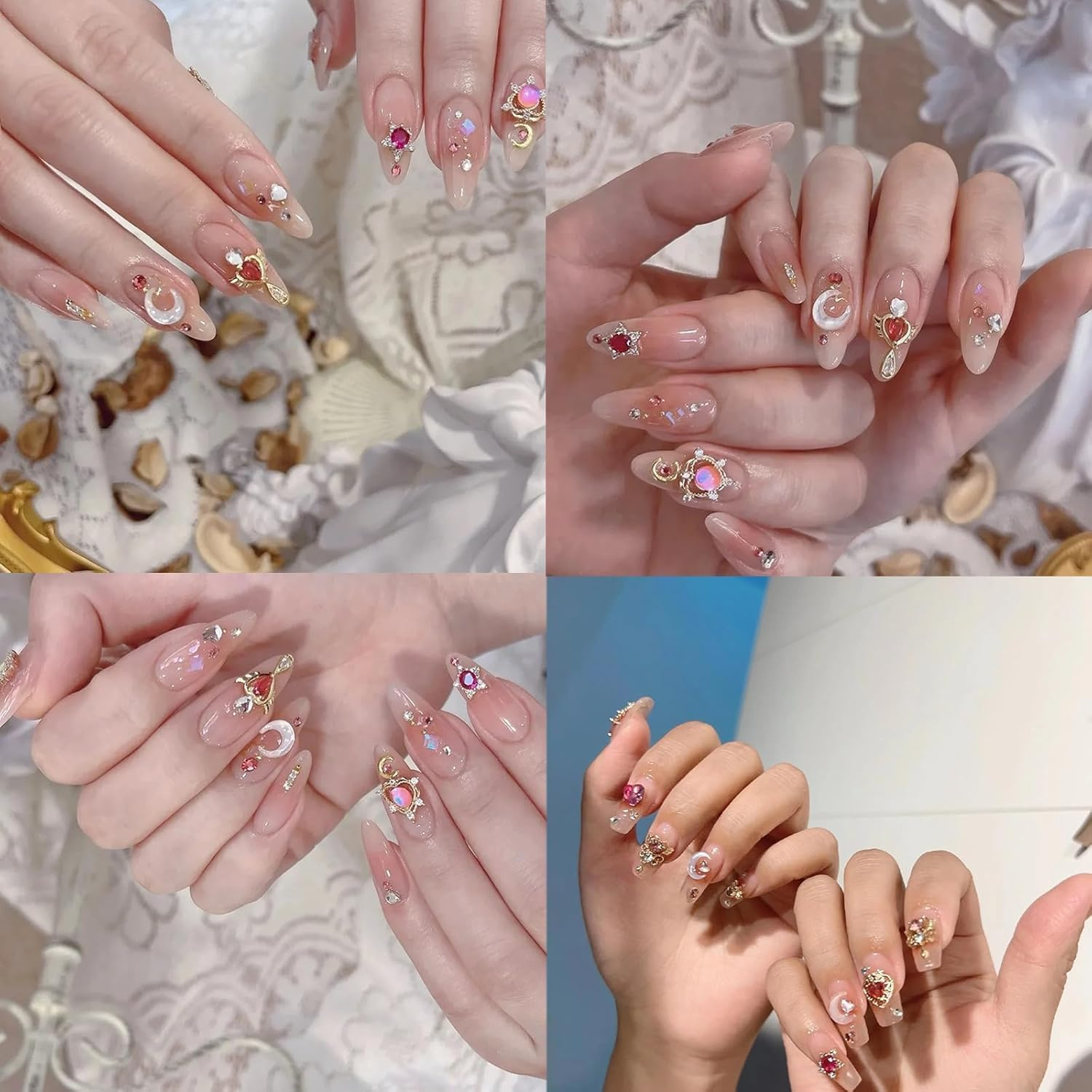 24PCS Nail Charm & Nail Gem Set for 3D Nail Art, Colorful Small Charms, DIY Nail Decoration Compatible with 3D Nail Art, Geiwogwc image number 1