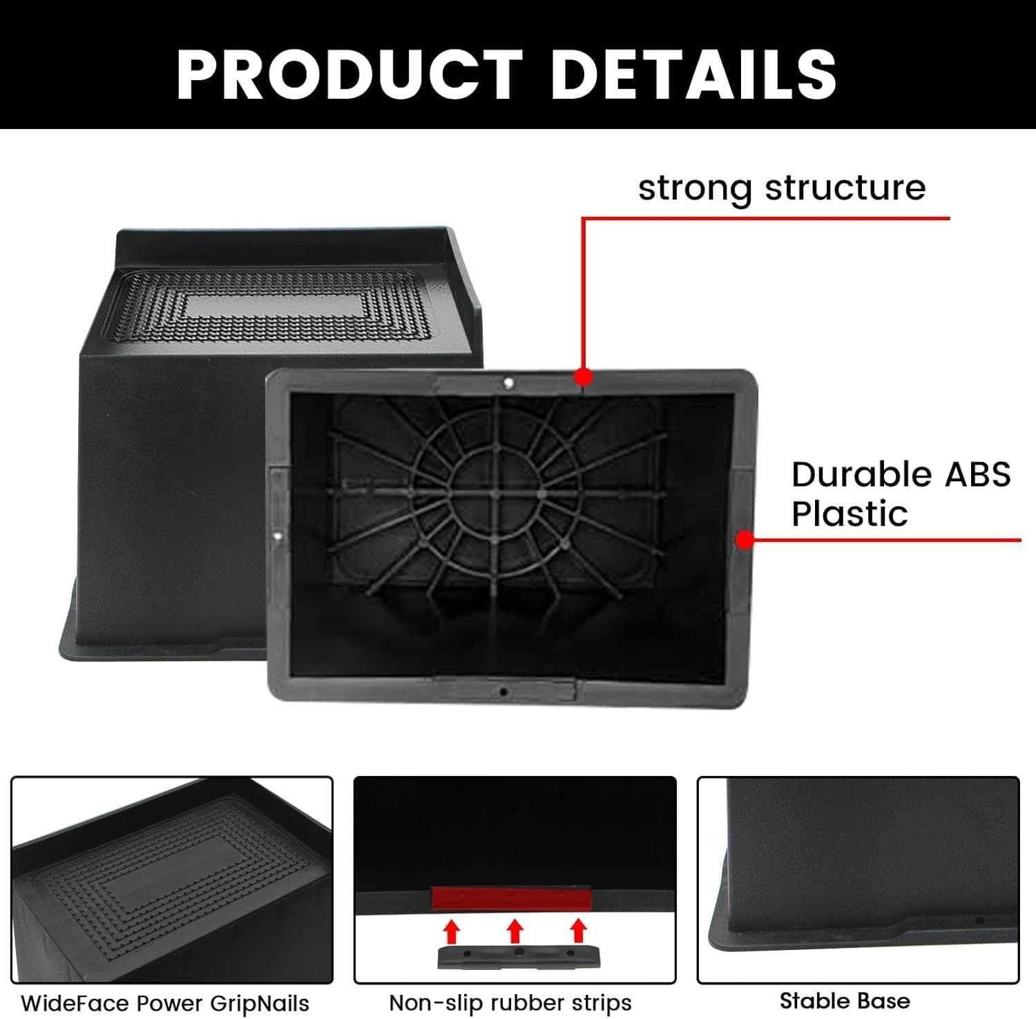 MQFORU Bed Risers 5 Inch Heavy Duty, Oversided Furniture Risers Supports up to 6,000 Lbs, Sofa Risers for Desk, Table, Couch, Black, Pack of 4 image number 6