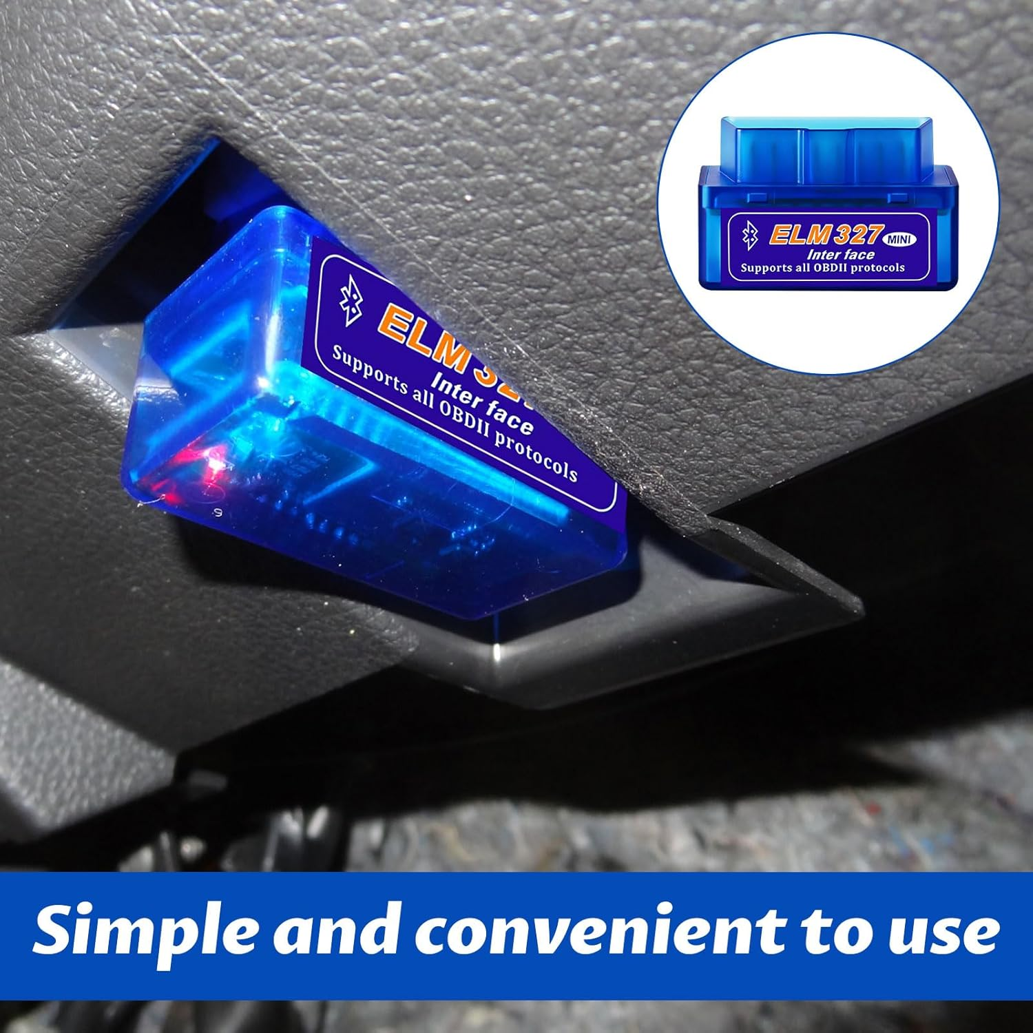 OBD2 Scanner Bluetooth, OBD Scanner, Elm327 OBD2 Code Reader Bluetooth Scan Tool, Wireless OBD Car Code Reader, Check Engine Code Reader, Compatible with Ios, Iphone, Ipad and Android image number 2