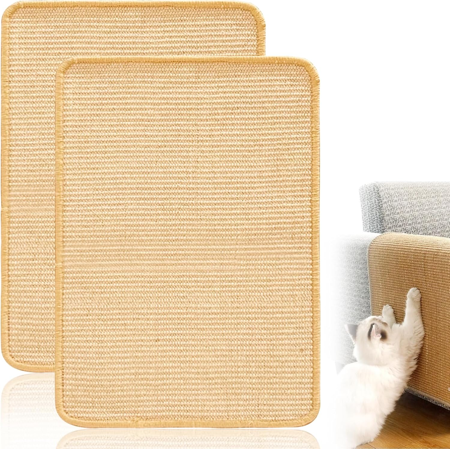 Pack of 2 Cat Scratching Mat, 60 X 40 Cm, Scratching Boards, Cat Sisal, Scratching Mat, Sisal Mat, Scratching Pads, Durable Cat Furniture Doormat, Cat Scratches for Sofa Furniture Doors, Carpets, image number 5