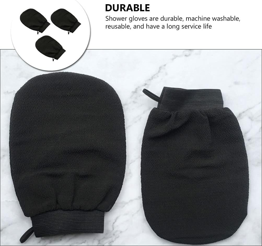 Beaupretty 3Pcs Exfoliating Shower Gloves, Body Scrubber Exfoliator Dead Skin Remover Mitt Bathing Rubbing Towels