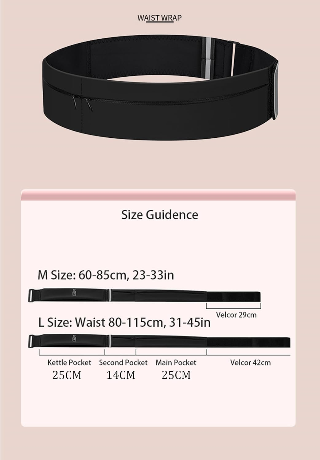 Bokmaton Slim Running Belt, 3-Pocket Adjustable Waist Bags, Waterproof Slim Fanny Pack for Men and Women, Holds All Iphone Models image number 3