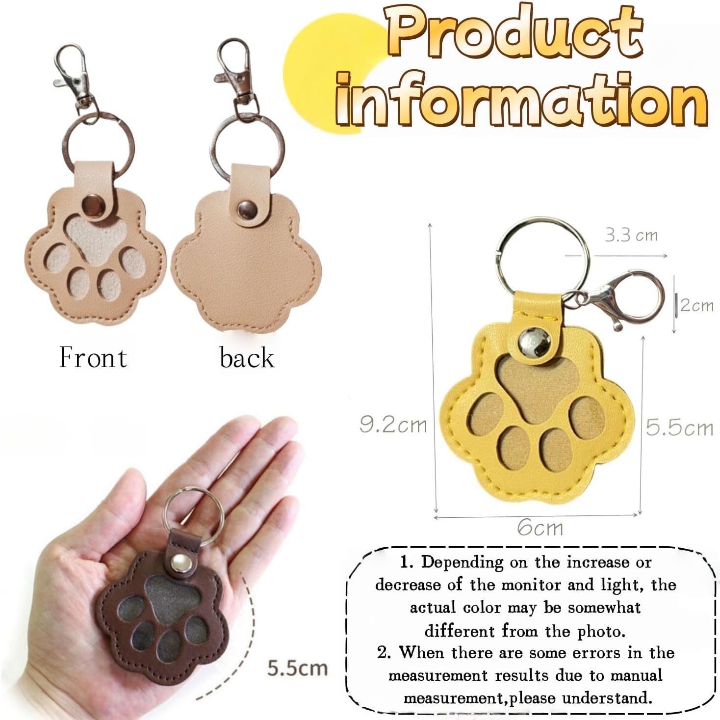 Dog Fur Storage Keychain, 2Pcs Cute Leather Paw Keychain Pet Hair Keepsake Keyring, Unique Memorial Collection Keychain, Pet Memorial Gifts for Bag Purse Paw Charm Key Holder(White) image number 3