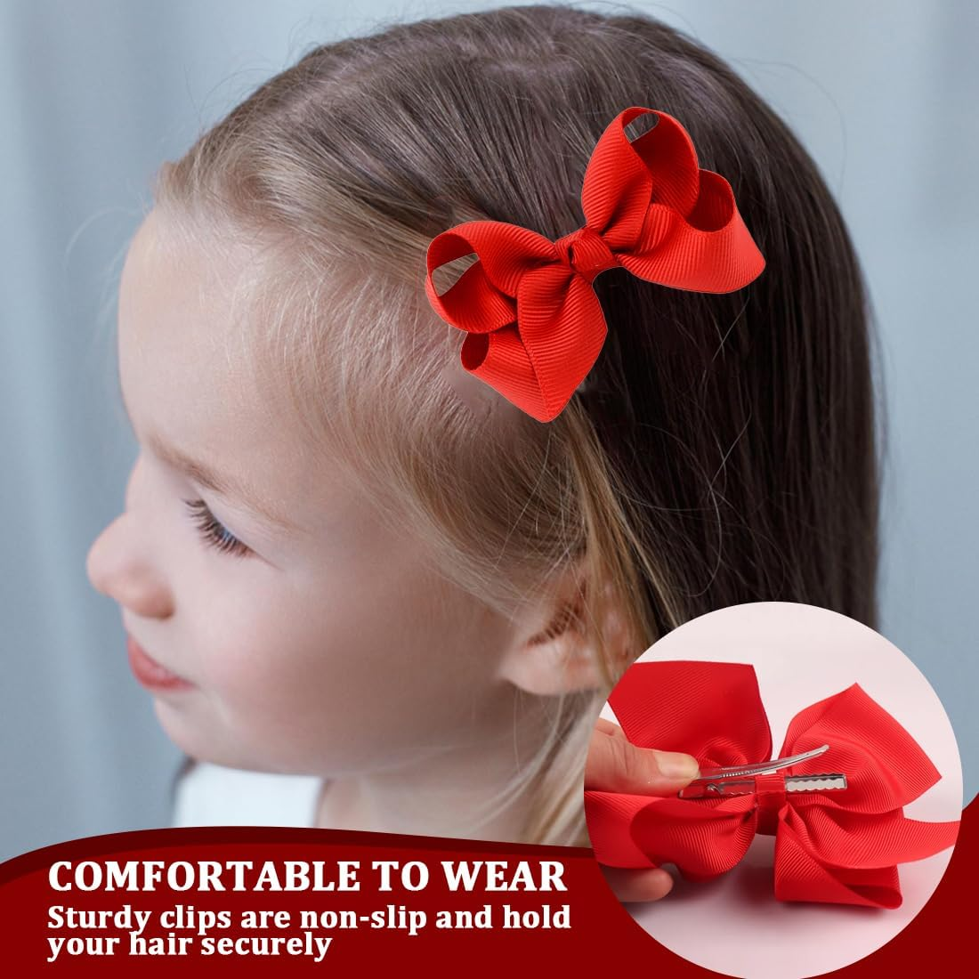 2 Pieces Bow Hair Clips Ponytail Clips Duck Bill Clip Hair Bow for Kids Girls image number 1