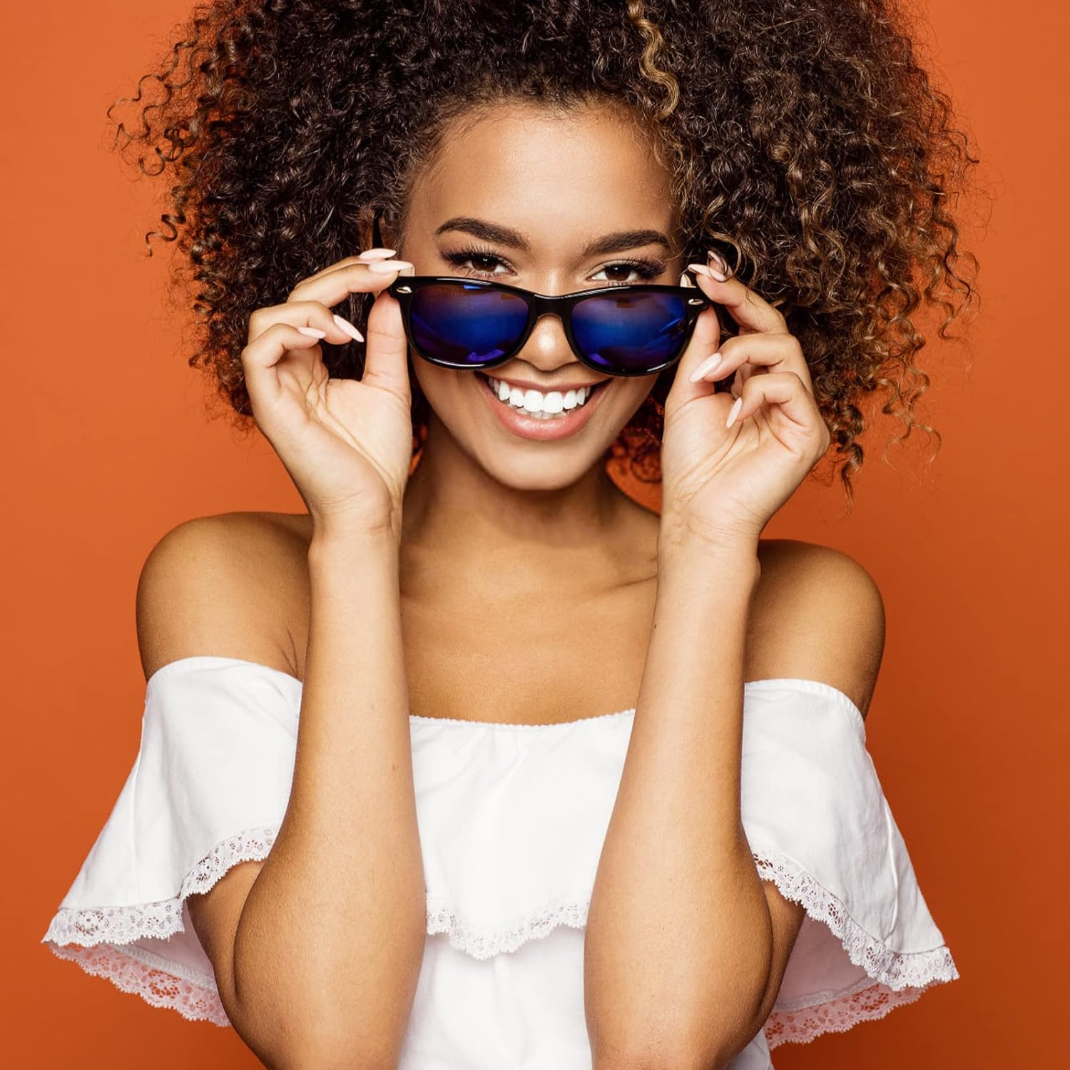 Pibupibu 20 Pack Neon Party Mirrored Lens Sunglasses Bulk, Wholesale Colorful Sunglasses for Adult Party Favors, Unisex - Mirrored/Black Solid Frame image number 4