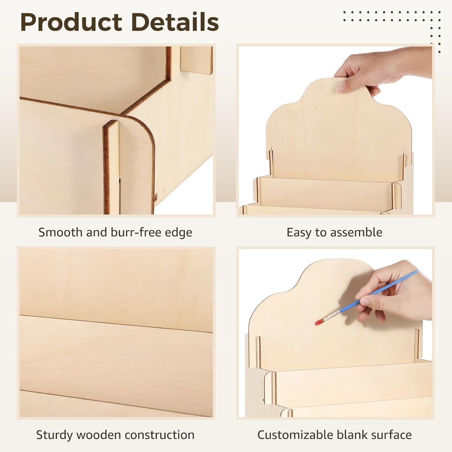 IONPSHG 1Pcs Greeting Card Display Stands 4Tier Durable Wooden Stickers Display Risers Multipurpose Portable Blank Retail Display Shelves Card Display Rack for Greeting Card Photos Postcard Literature (1) image number 6