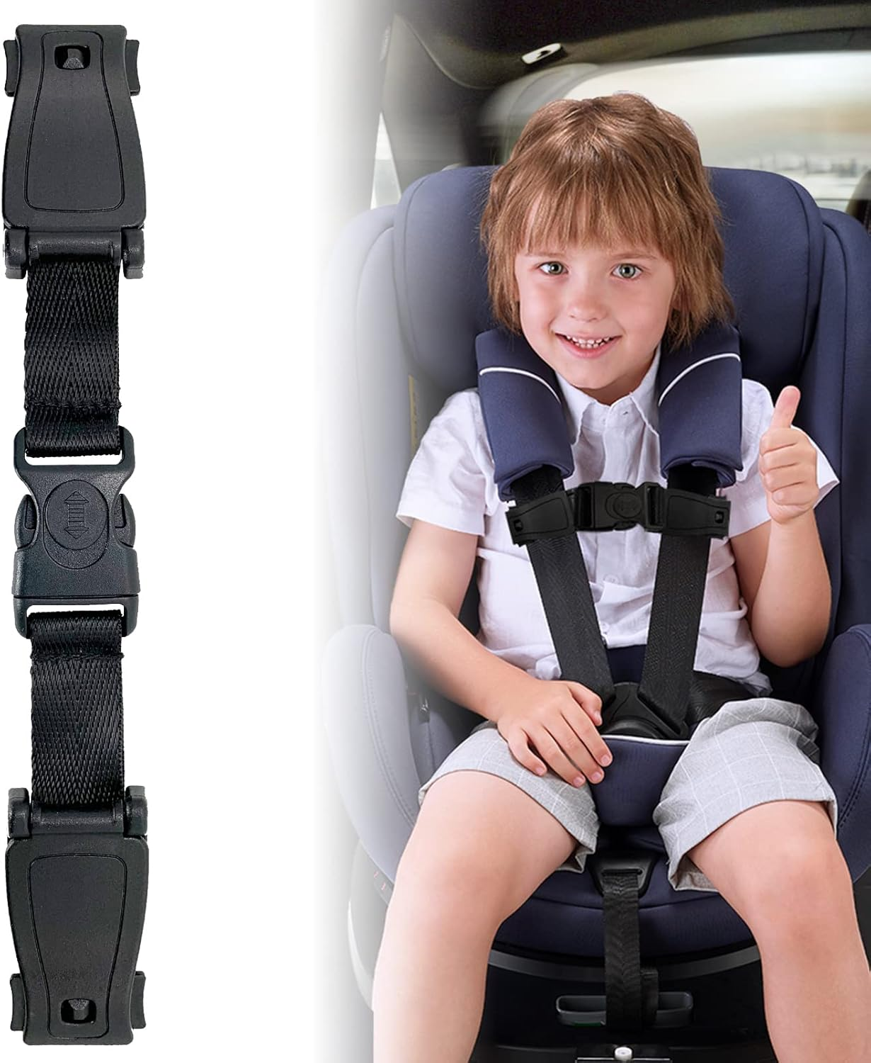 G Ganen Universal Child Chest Harness Clip Anti-Slip Baby Chest Clip Guard Compatible with Seats, Strollers, High Chairs, Schoolbags, Max. for 1.5 Inch Width Harness (Black Set of 1) image number 4
