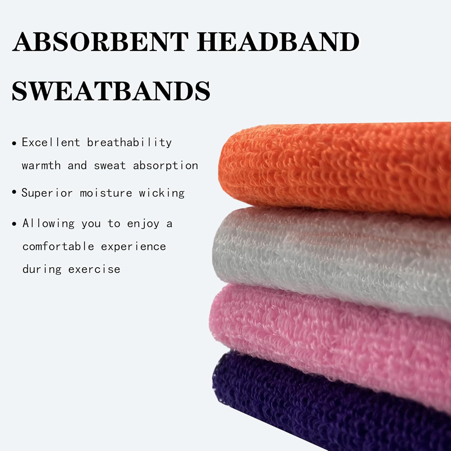 IMAGERIO 4 Pack Sweatbands Sports Headband for Men and Women, Moisture Wicking Athletic Workout Headband for Running, Tennis, Basketball, Yoga, Gym Stretchy Unisex Sweatband image number 3