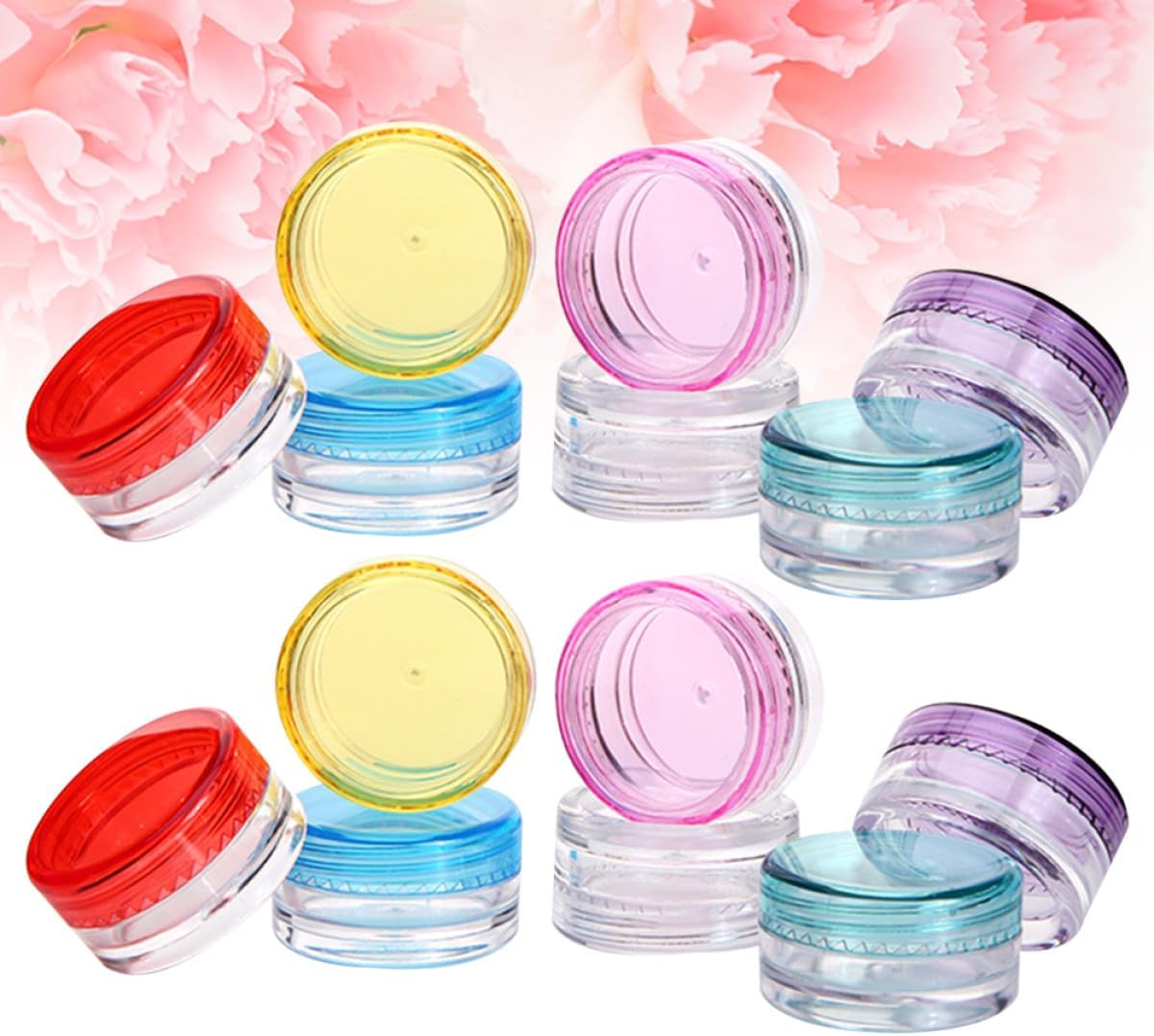 VINTORKY Plastic Cosmetics Jars round Pot Jars 56Pcs 5G Empty Plastic Dispenser Containers for Cream Storage Samples Mixed Colors for Personal Care Use image number 2