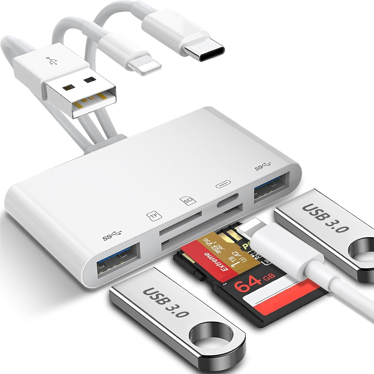 5-In-1 SD Card Reader for Iphone/Ipad, USB C & USB a Devices - Supports Sd/Micro SD/SDHC/SDXC/MMC image number 4