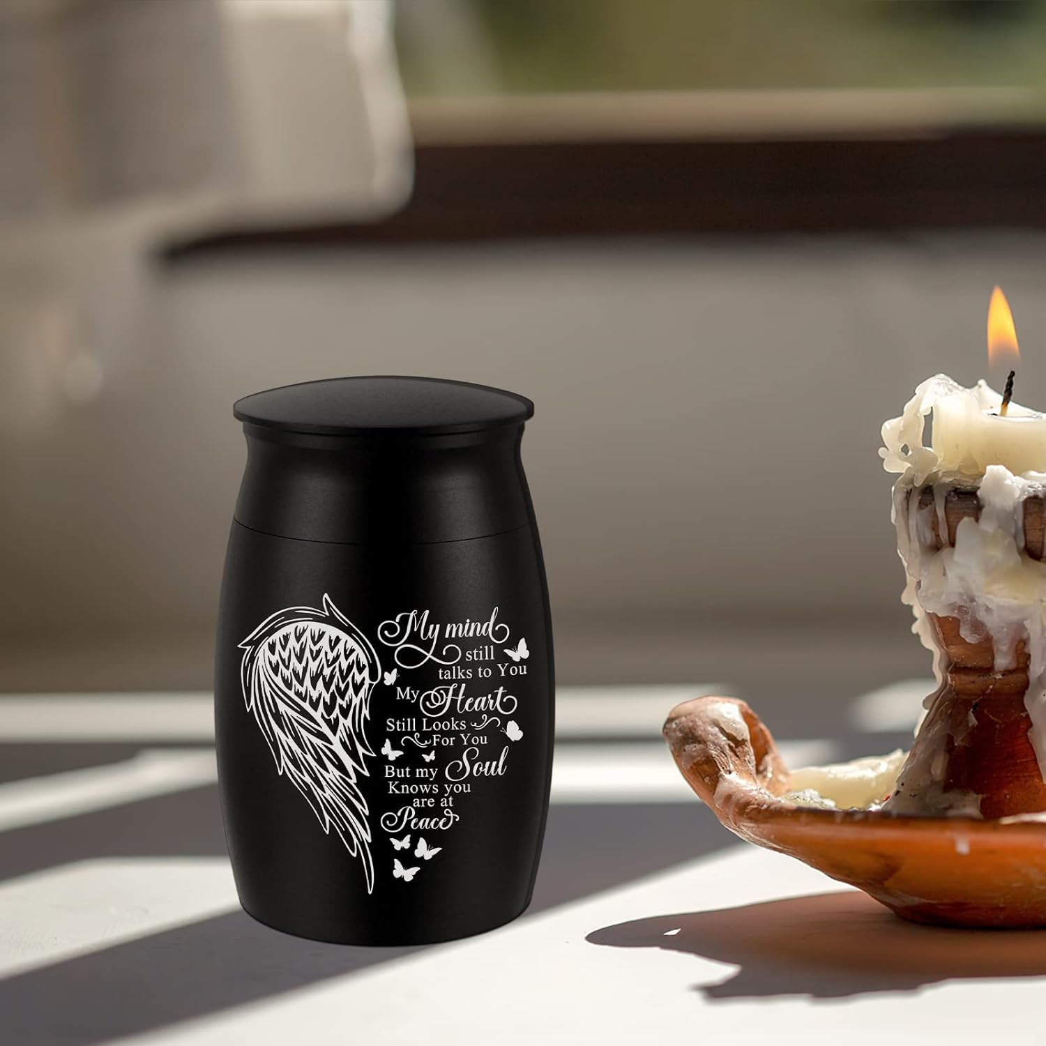 Small Urns for Human Ashes Aluminum Mini Urn for Ashes Wing Small Cremation Urn Memorial Keepsake Ash Holder-My Mind image number 2