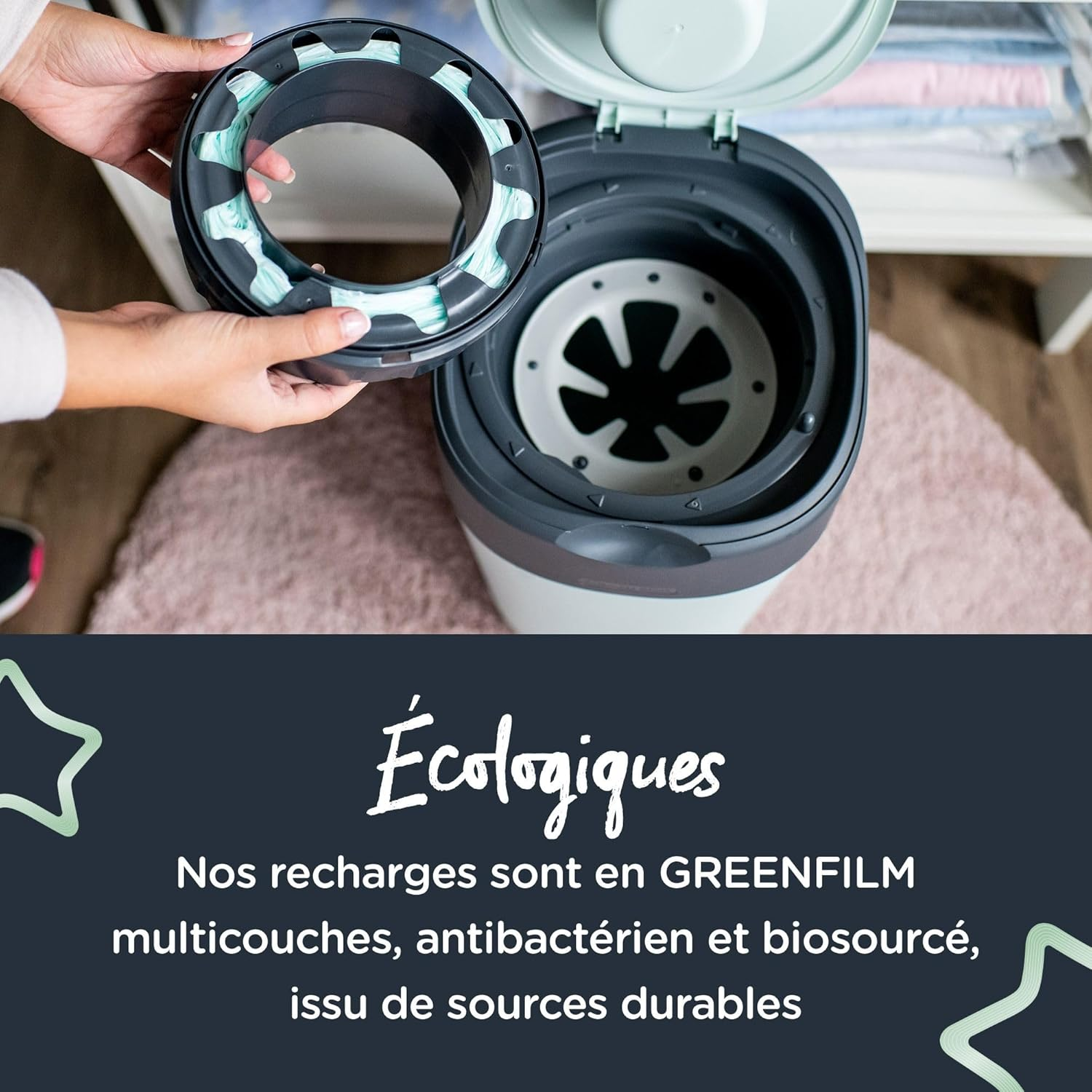 Tommee Tippee Twist and Click Advanced Nappy Disposal Sangenic Tec Refills, Pack of 12 image number 2