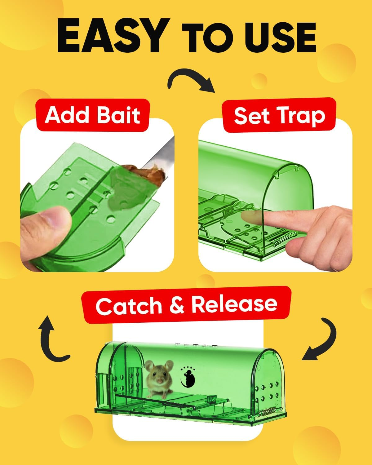 Motel Mouse Humane No Kill Live Catch and Release Mouse Traps, Reusable with Cleaning Brush - 2 Pack image number 4