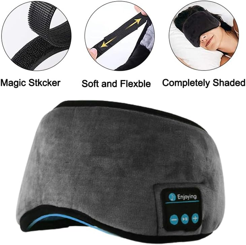 Leona Co Sleep Headphones Bluetooth 5.0 Stereo Headband, Sports Wireless Earphones Music Sleeping Eye Mask Earbuds for Mom Women Teen Running Cool Gadgets Unique Gifts (Gray) image number 5