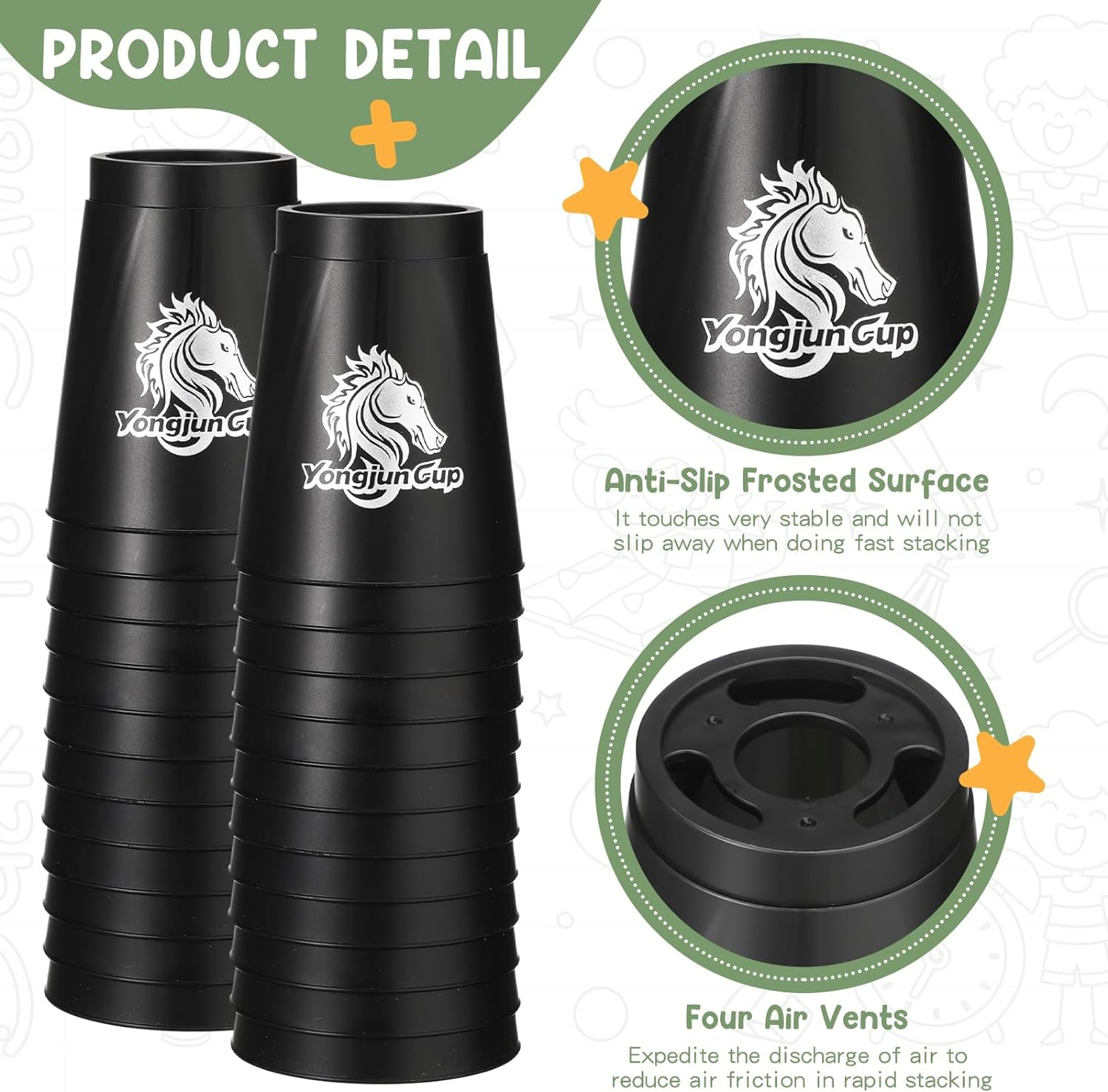 Libima 4 Set Sports Stacking Cups 48 Pcs Cup Stacking Set Stackable Cups Classic Stacking Games Speed Training Game for Boys Girls Adults Family Party Challenge Competition Travel Gift, 4 Colors image number 2