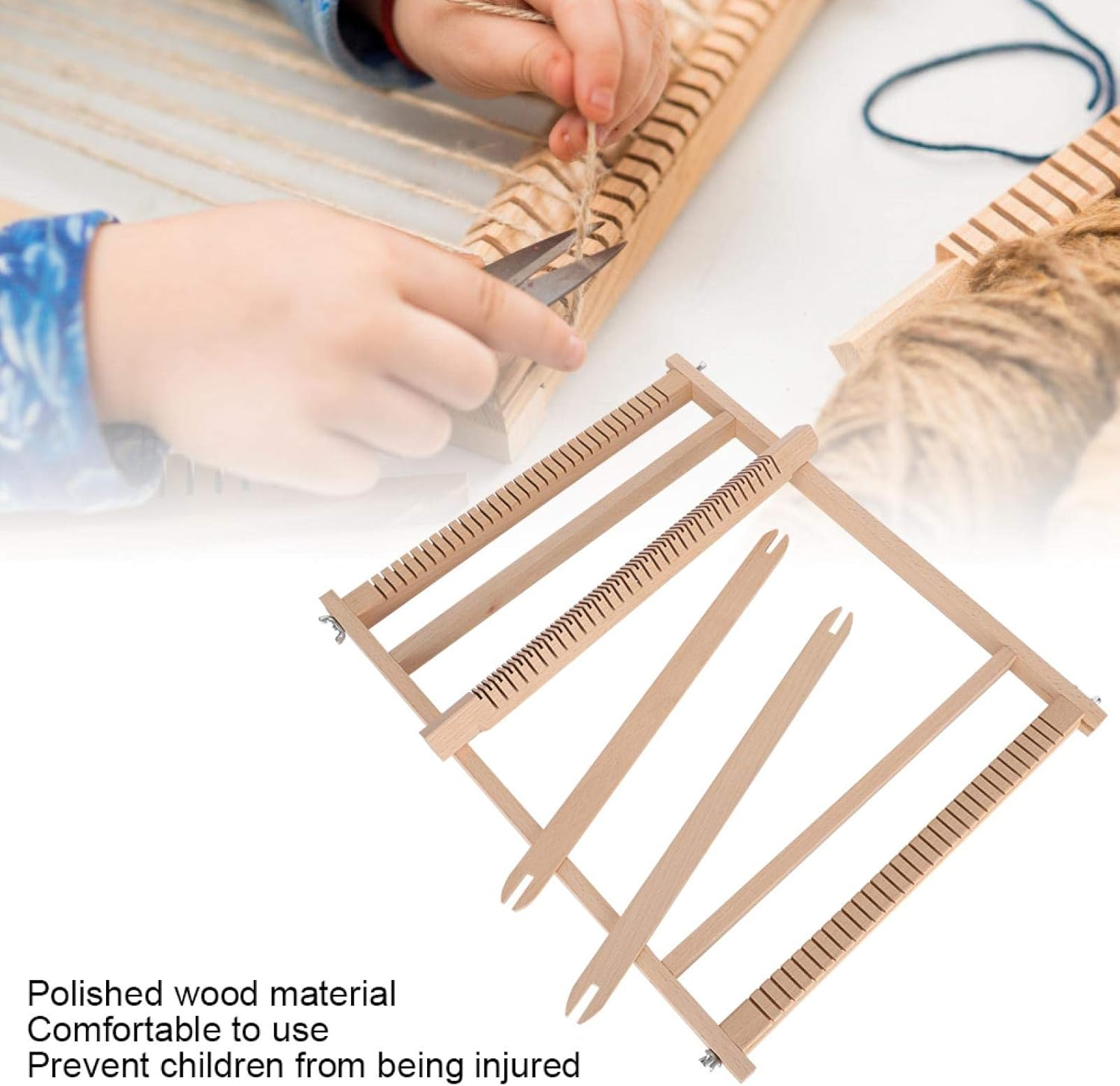 Weaving Frame Loom Kit,17.7"Hx13.8"W DIY Wooden Multi-Craft Weaving Loom Arts & Crafts Handmade Tapestry Weaver,Develops Creativity Weaving Frame Loom with Stand for Beginner image number 6