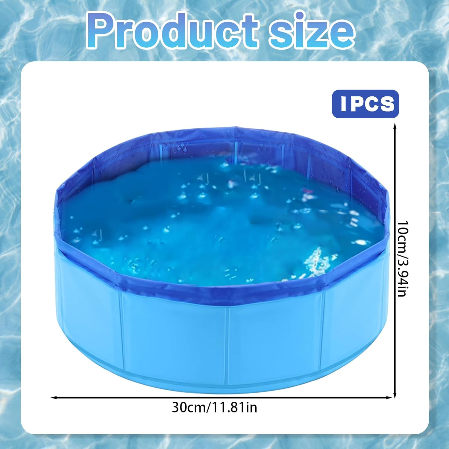Cat Pool, 30 X 10 Cm Non-Slip Cat Tub, Swimming Pool for Dogs and Cats in Summer, Mini Pool for Kittens and Puppies for Playing and Bathing (Blue) image number 3