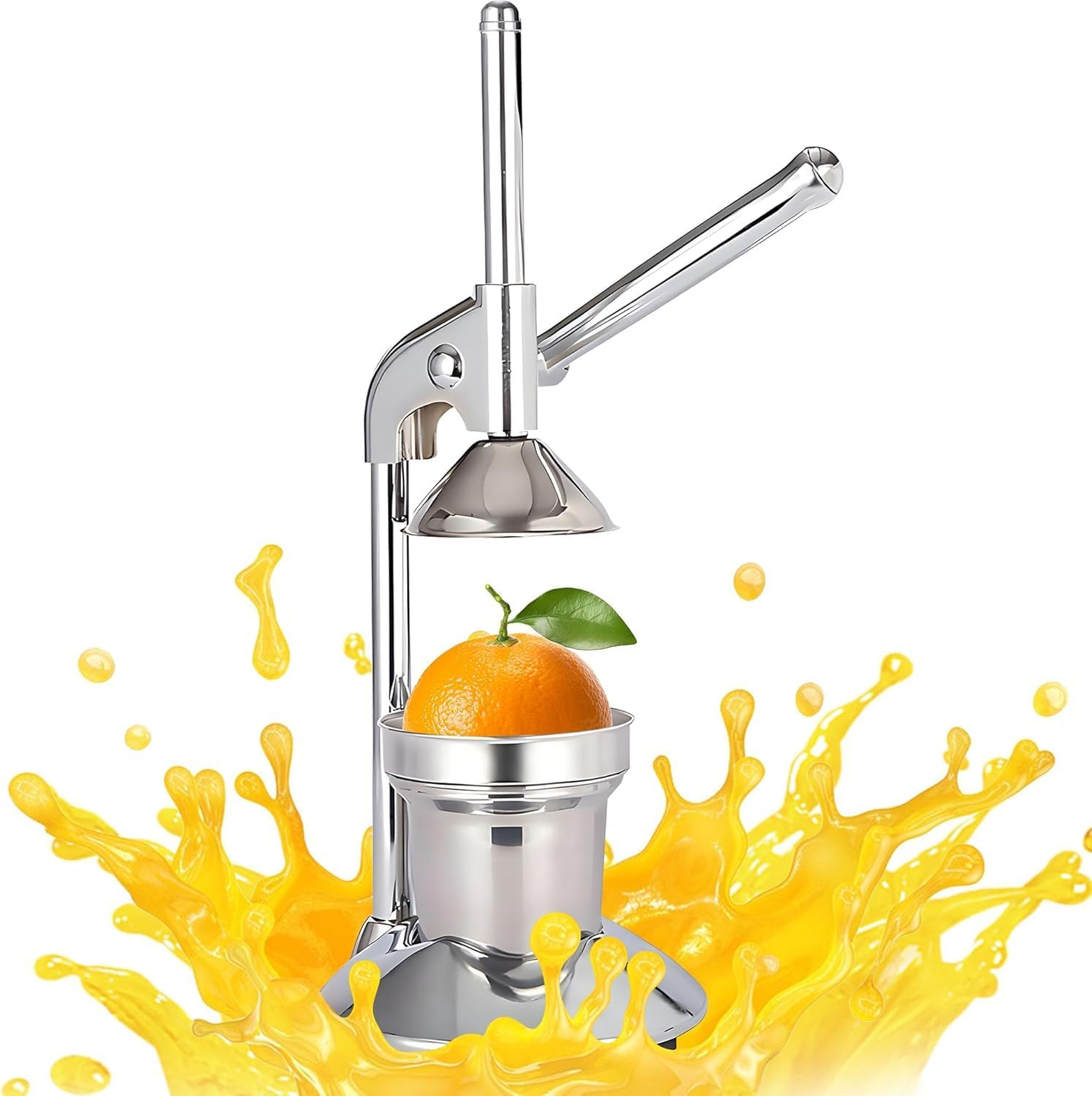 Aumerage Commercial Manual Juicer Hand Press Juice Presser, Easy to Clean, Fruit Squeezer, Citrus Juicer, Orange Juice Squeezer, Professional Citrus Juicer (Silver) image number 3