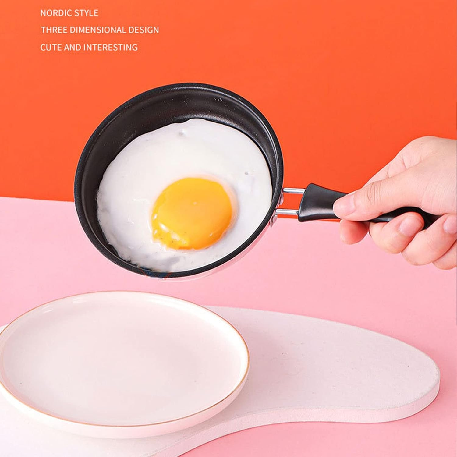 12Cm Stainless, Steel Frying Pan round Egg Mini Prevent Stick Pots & Pans Fry Breakfast with Handle, Non Induction Pot Pancake Maker Omelet for Eggs Small Handle 12Cm