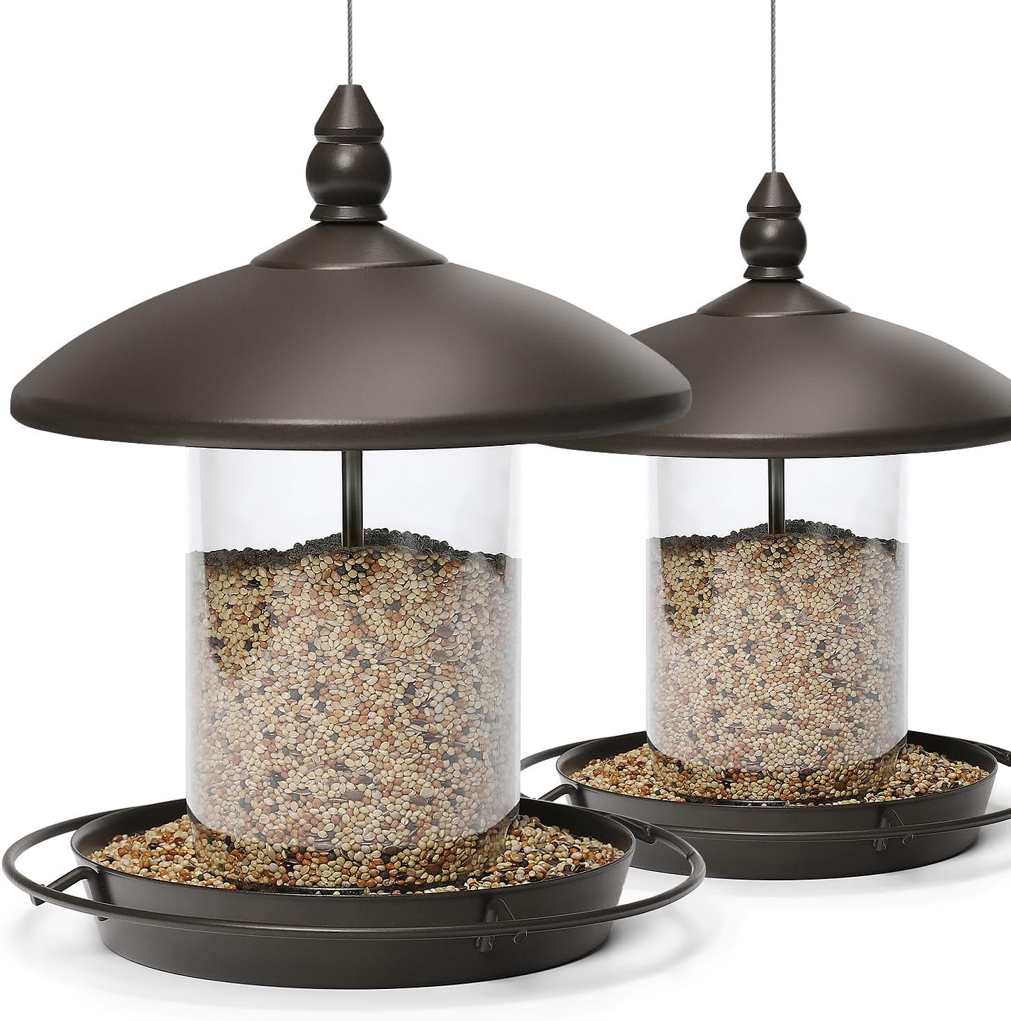 Metal Roof Bird Feeder - Chew Proof for Outdoor Hanging Wild Bird Seeds. Bronze