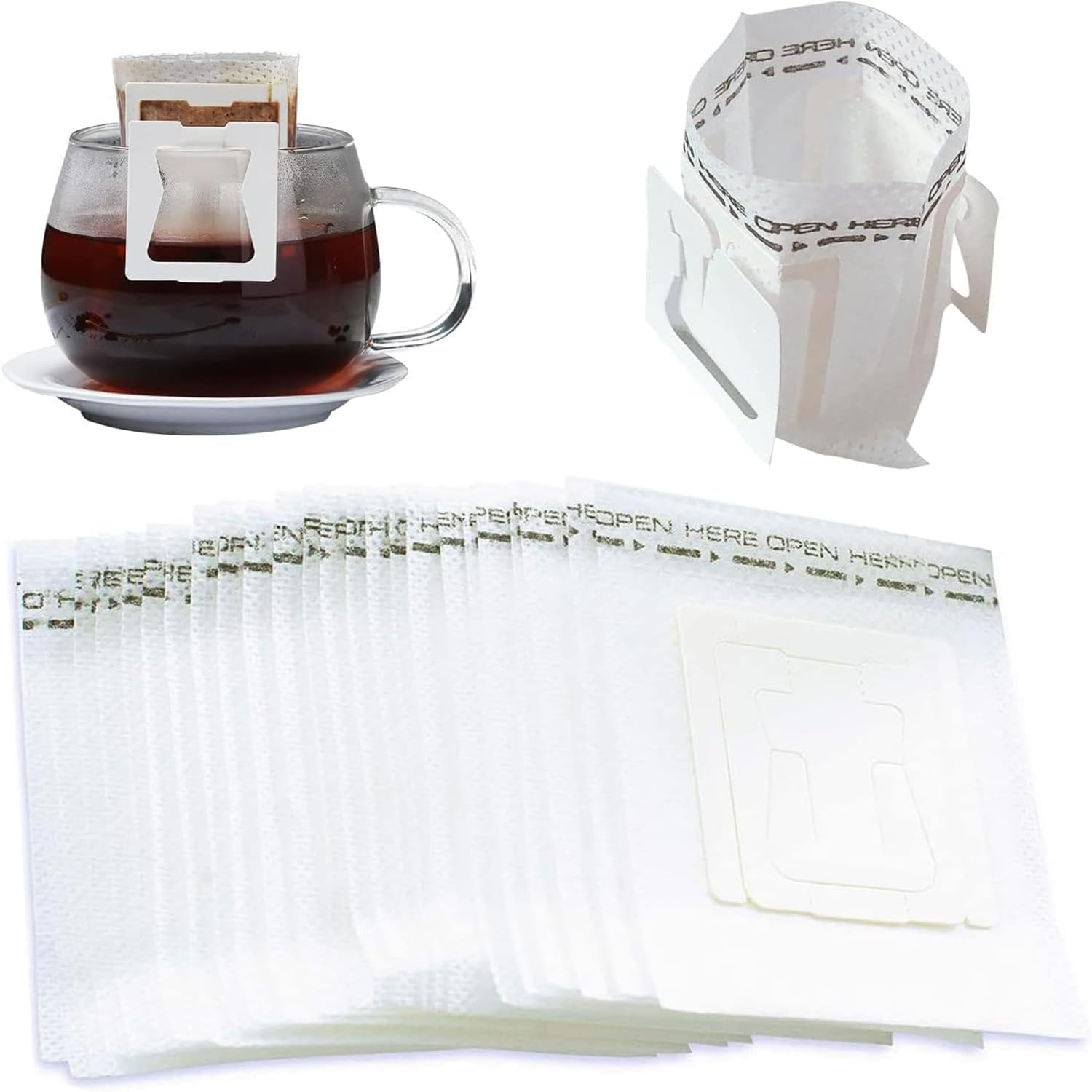 100Pcs Portable Coffee Filter Paper Bag, Hanging Ear Drip Coffee Bag, Single Serve Disposable Drip Coffee Filter Bag for Travel, Camping, Home, Office Daily, House image number 6