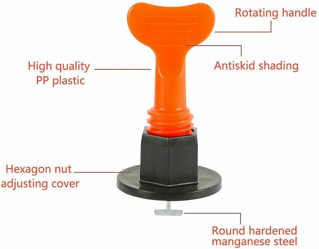 Costcom 50/200 Tile Leveling System Clips Levelling Spacer Tiling Tool Floor Wall Wrench Professional Floor & Wall Tile Leveler Spacer (200 PCS + 8 Wrenches) image number 2