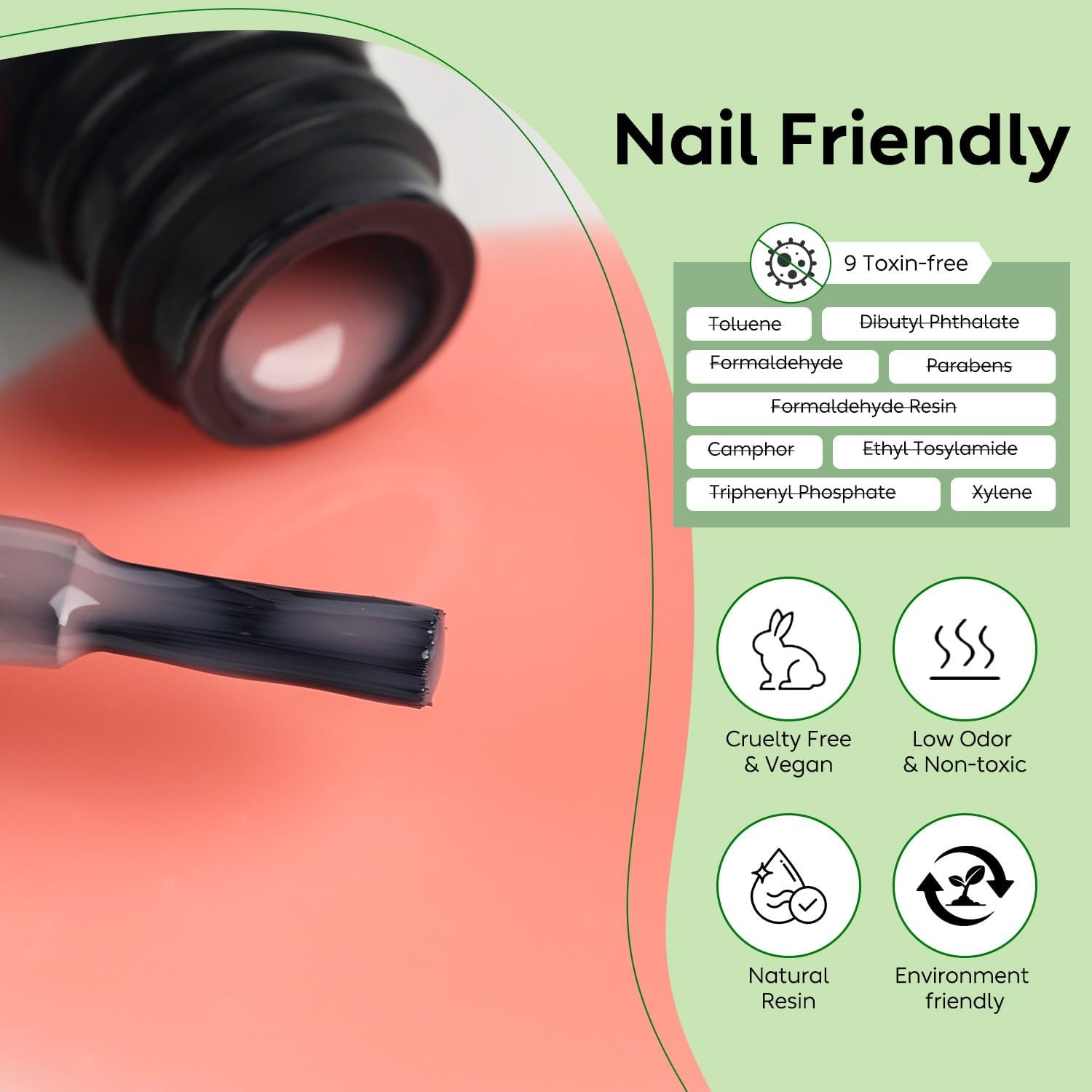 Luxbon 5 in 1 Rubber Base Colour Gel Nail Polish Set, 6 Colours Apex Building Self-Leveling Nude Gel Polish Pink Peach Nail Polish Neutral Sheer for Nails UV LED Soak off Gifts for Women Kit 008 - Lb6006 image number 2