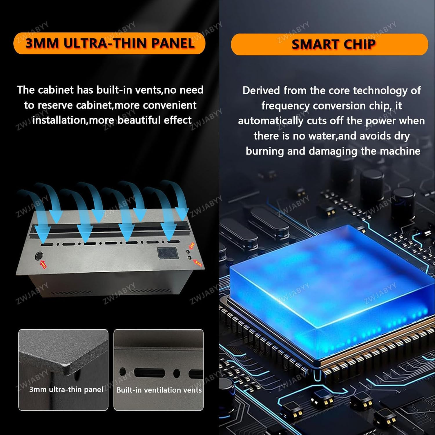 Water Vapor Fireplace,Electric Water Vapor Fireplace Smart 3D Flame Decoration Steam Fireplace Humidifer for Office,Home,Hotel,Restaurant,80Cm/31.5In image number 5