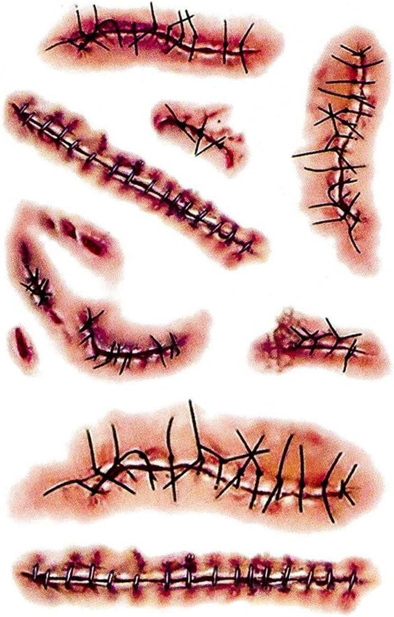 Halloween Scars Tattoos Xllree Bloody Scar with Fake Blood Costume Makeup Halloween Decorations Party Favor image number 2