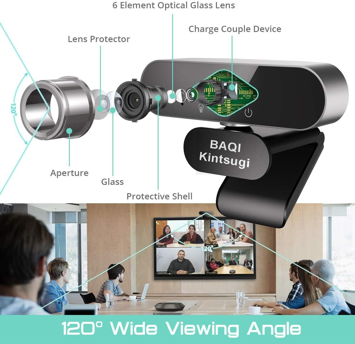 FHD 1080P Webcam with Microphone, AUTO Low Light Correction Webcam, Noise-Cancelling, Streaming Web Camera with Privacy Cover Laptop Macbook or Desktop Camera for Video Call/Zoom/Skype/Youtube image number 5