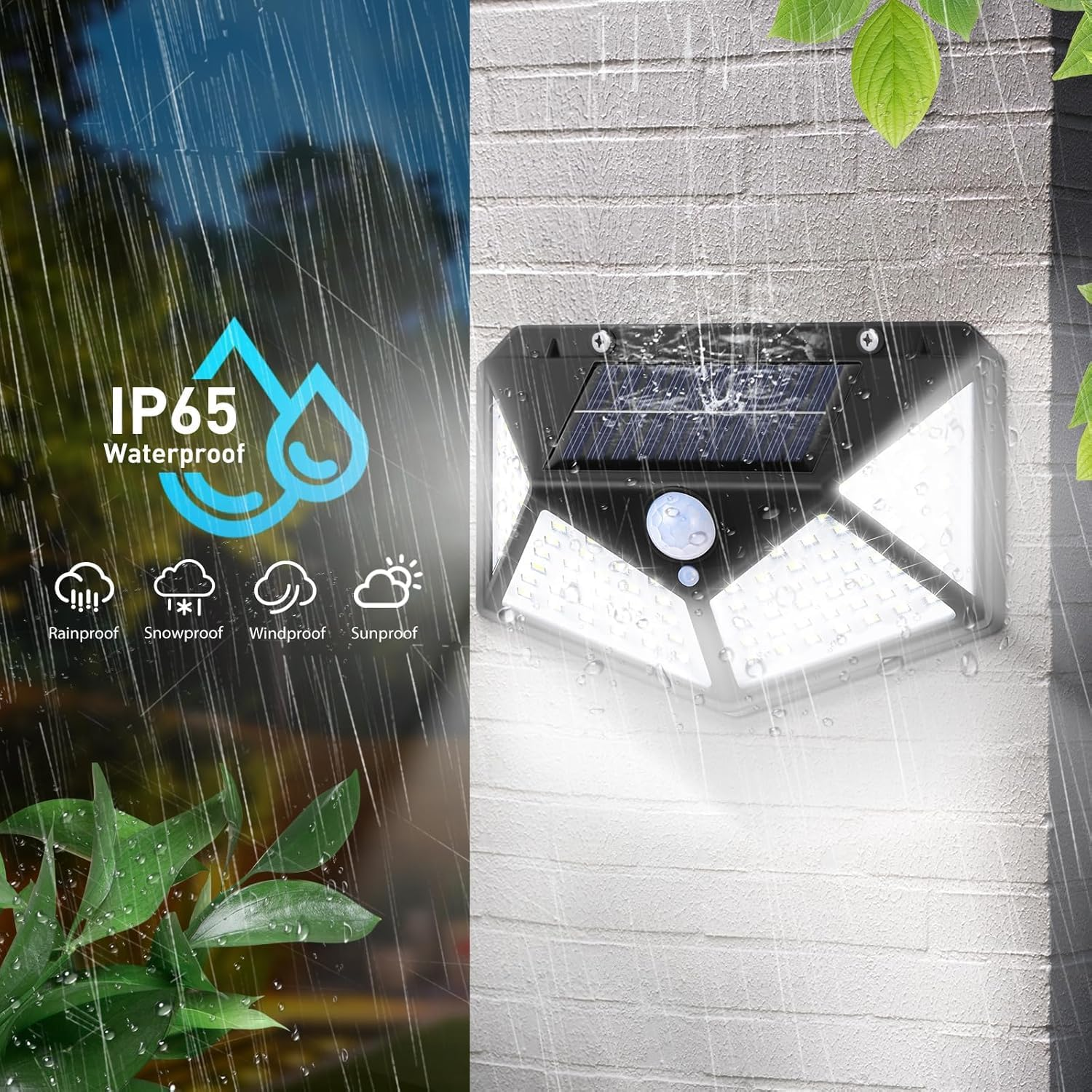 Roshin 270&deg; Solar Lights Outdoor - Motion Sensor Solar Wall Mounted Lights with 3 Light Modes - Waterproof Solar LED Flood Lights Outdoor for Garden, Patio, Garage, Deck, Pathway, Porch (4 Pack) image number 2