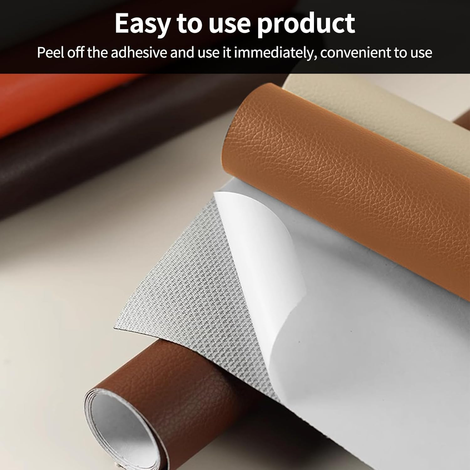 Leather Repair Patch, Self Adhesive Good Stickiness Waterproof Cuttable Couch Repair Tape, Reupholster Soft Flexible Leather Patches for Sofa (40 X 200Cm, Light Brown) image number 3