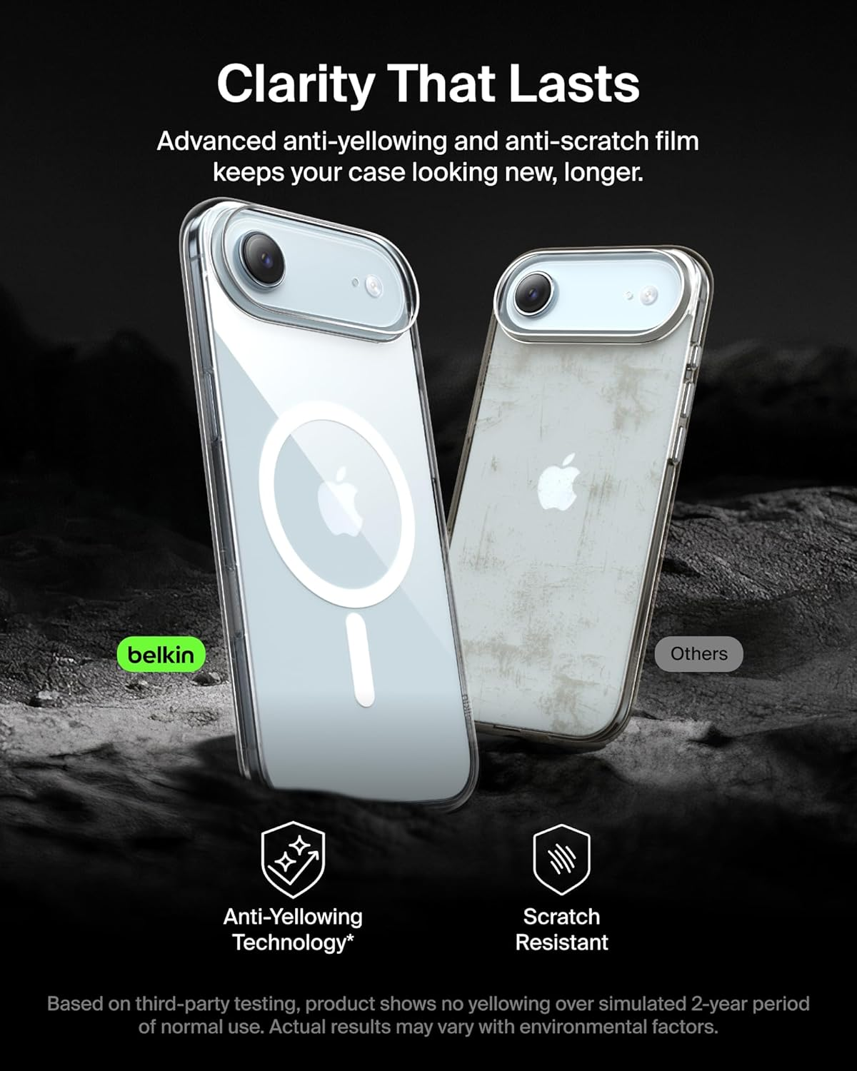 Belkin Msa033Qccl Clear Case for Iphone Air, Magsafe/Qi2, 25W, Built-In Magnet, Thin, Ultra Shockproof, UV Resistant, Anti-Yellowing Soft TPU, Clear image number 6