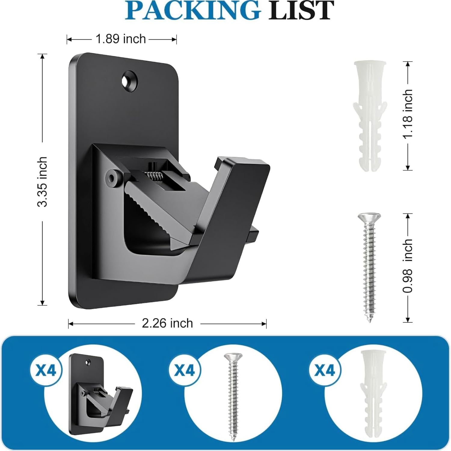 No-Drill Curtain Rod Brackets &ndash; 3M Adhesive Heavy Duty Holders for Bathroom, Bedroom & Kitchen | Universal Damage-Free Window Rod Hooks, Nail-Free Installation (4PC, Black) image number 1