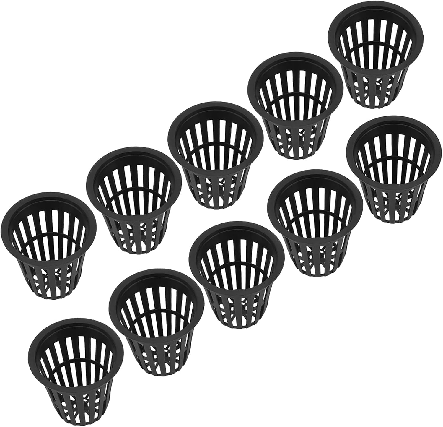 Net Cup Pots, Hydroponic Plastic Slotted Mesh Cups Plant Nursery Netted Bucket Baskets round Wide Lip Pot for Garden Indoor Outdoor Growing Vegetable Gardening Orchids Aquaponics Orchid Kratky 10Pcs image number 1