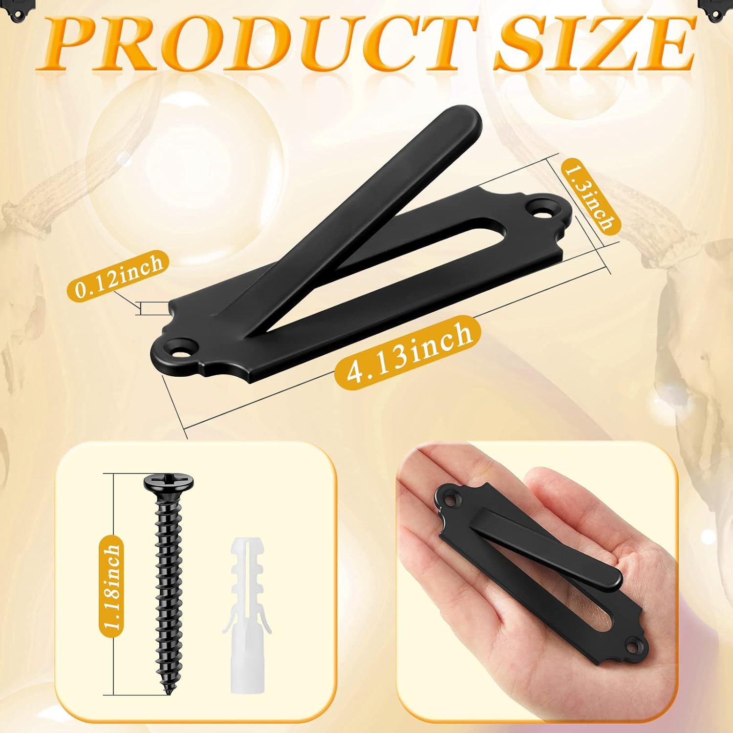 Dunzy 12 Pack European Style Mount Skull Hanger Deer Skull Hangers Euro Wall Mount Bracket Hook Complete with Simple Easy Installation Kits for Indoor Outdoor Small Game Animals Mule(Black) image number 1