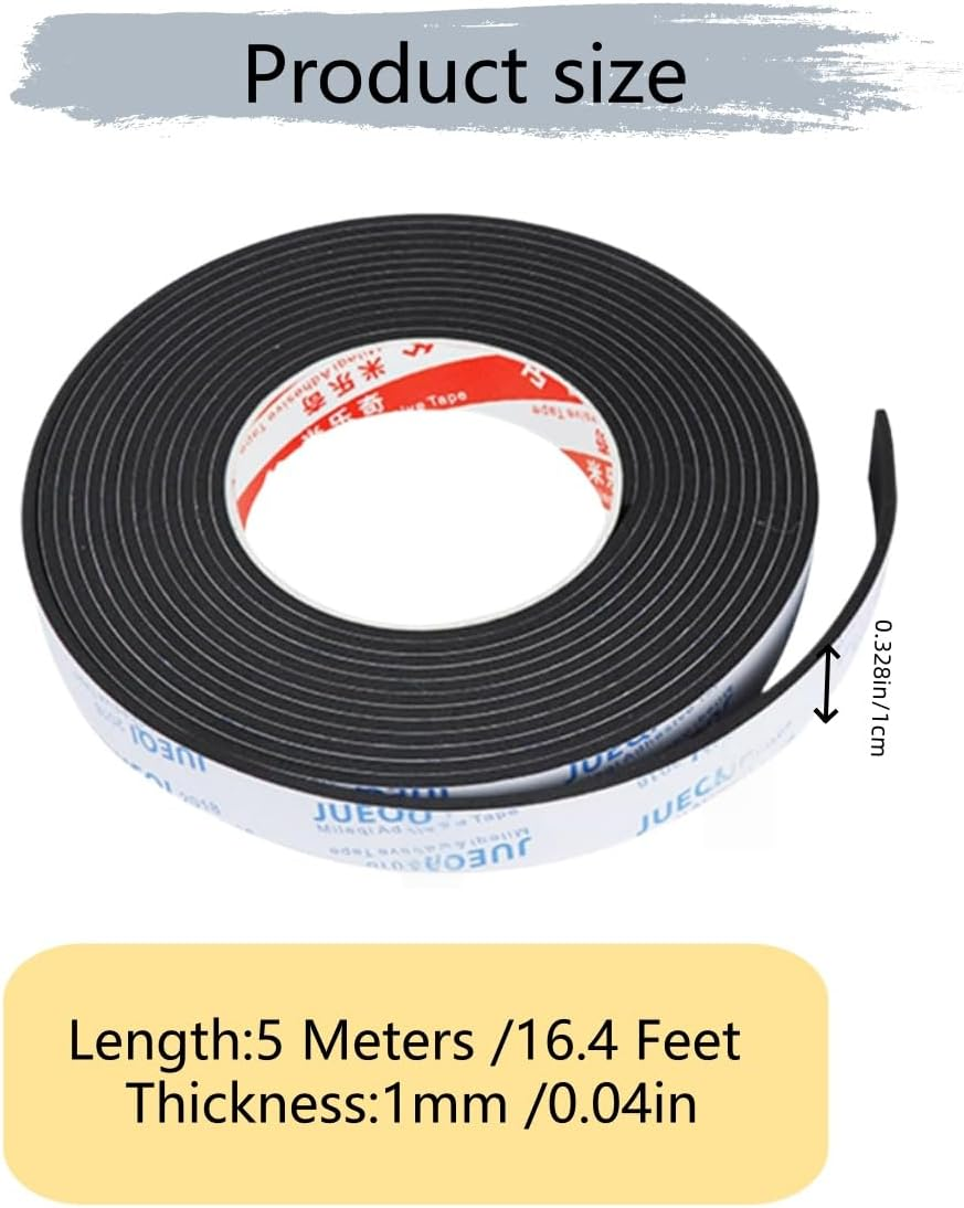 2 Pack Sealing Foam Tape, Single Sided Adhesive Door Window Seal Strip for Insulation,Draft Stopper, Soundproofing, Dust and Air Block (Black) &ndash; 42Cm X 10Mm X 1Mm image number 2