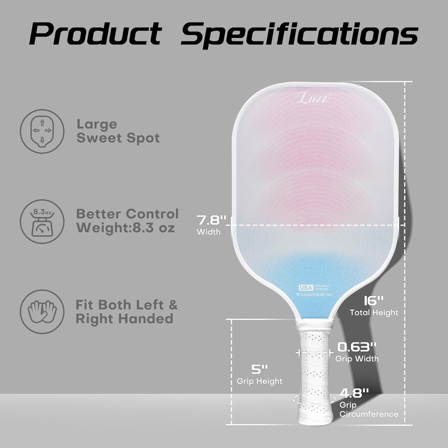 Luzz Pickleball Paddle Set of 2, USAPA T700 Carbon Fiber Pickleball Paddles Set Includes 4 Pickleballs &1 Bag,Lightweight 2 Pack Pickle Ball Paddles,Sandblasted Surface image number 6