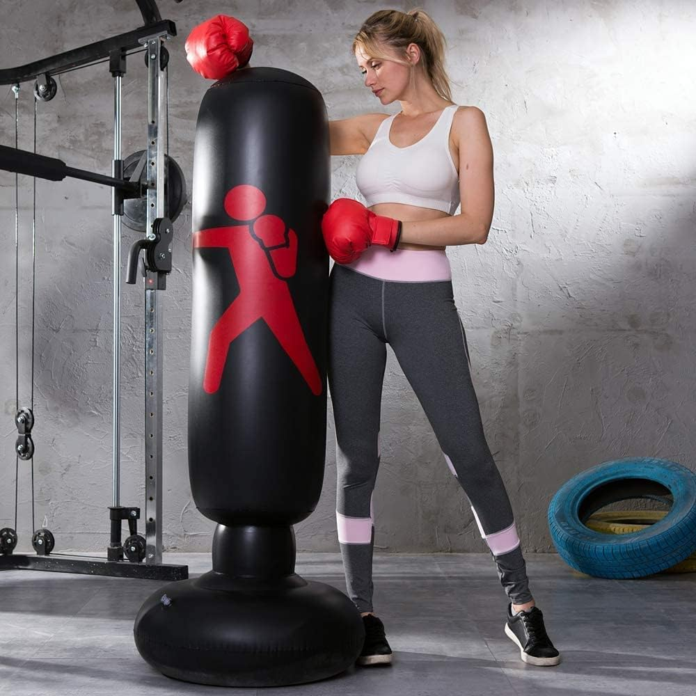 WOTOW Punching Bag with Boxing Gloves - Heavy Boxing Bag with Stand for Adult Teens &ndash; Inflatable Kickboxing Bag for MMA Muay Thai Fitness image number 1